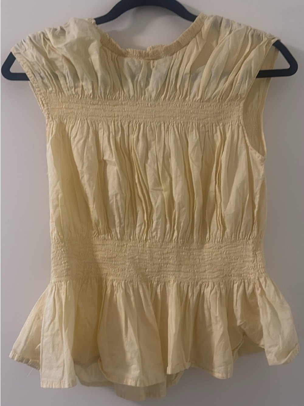 Joe's Jeans Pale Yellow Smocked Peplum Blouse
